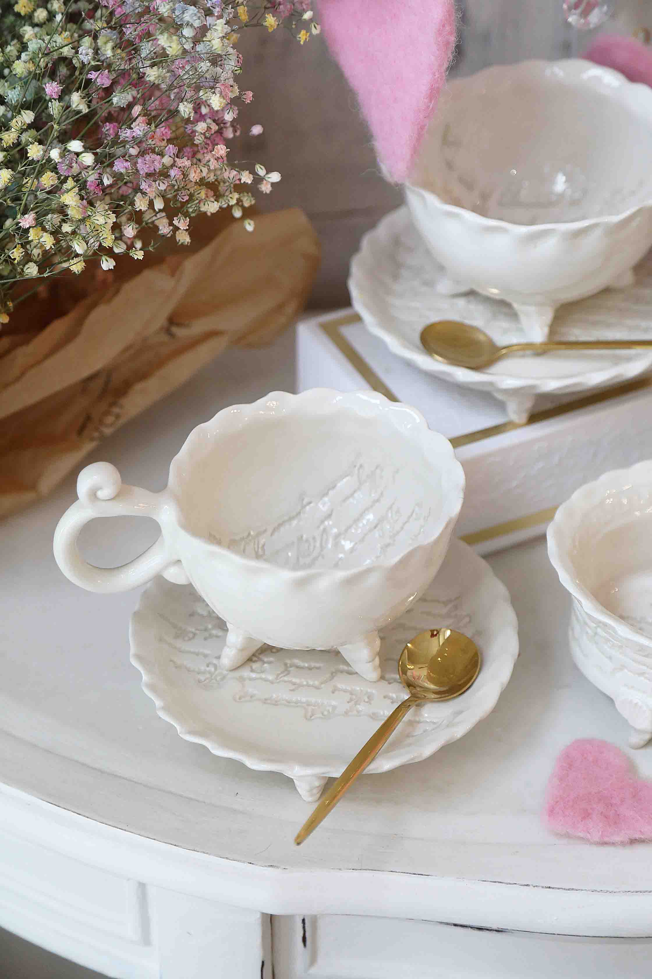 Raštuotas Puodelis Meilės Laiškas Kreminis