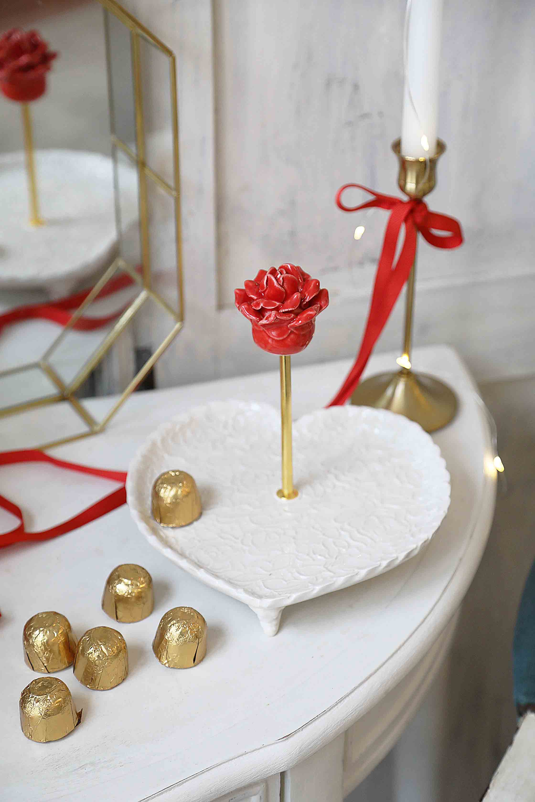 Lėkštė širdis su rankena Rože rožynas