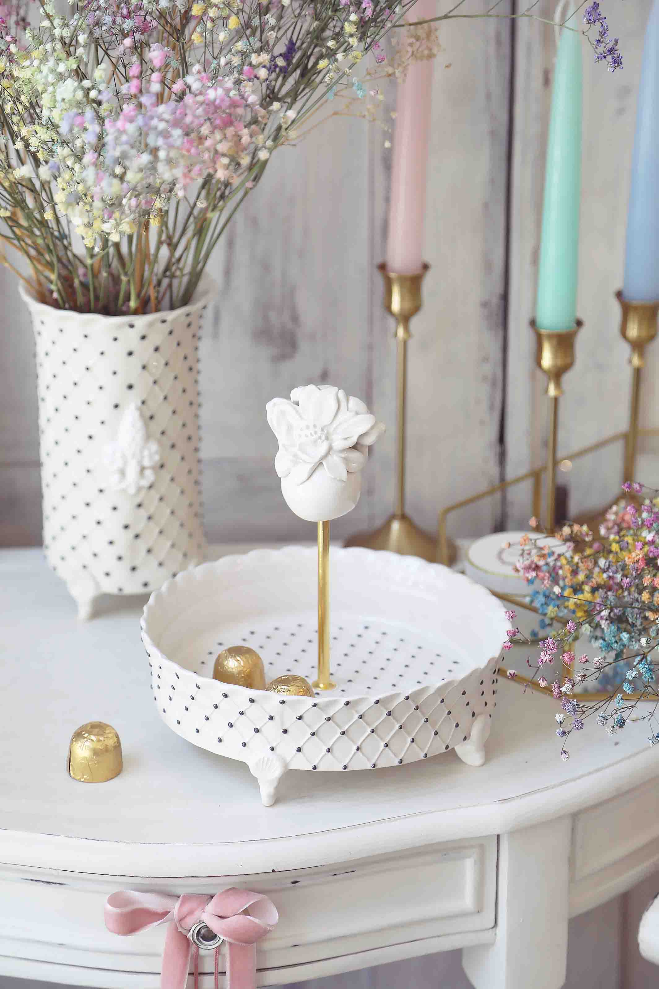 Padėkliukas su rankena Gėlė rombeliai